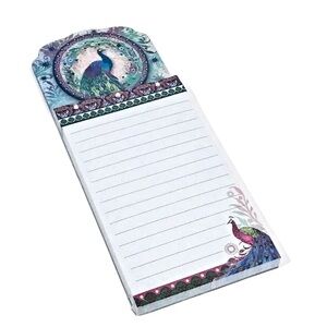 Punch Studio Gem and Glitter Embellished Die-Cut List Pad ~ Peacock Wreath 66558